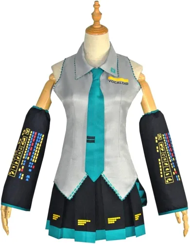 Vista 4 de Metaparty Disfraz de nieve para mujer, vestido de anime para cosplay, uniforme escolar para Hatsune Miku con medias versión 1