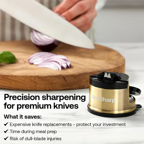 Vista 6 de AnySharp Chef - Afilador de cuchillos manos libres - Herramienta de afilado fácil de usar con base de succión PowerGrip y ángulo preestablecido