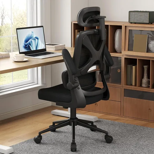 Vista 2 de Silla ergonómica de oficina – Silla de escritorio con reposacabezas ajustable soporte lumbar silla de computadora – Silla cómoda de malla