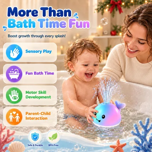 Vista 9 de ANGGIKO - Juguetes de baño para bebé, calcetines navideños para bebés y Azul