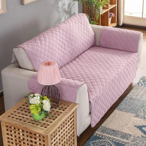 Vista 9 de vctops Funda acolchada de doble protección, 100 % impermeable, funda antideslizante para sofá de 2 plazas, protector reversible de muebles para Gris