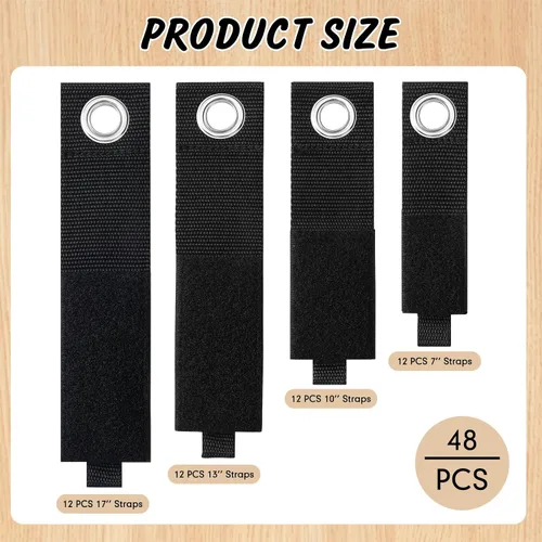 Vista 2 de Windyun 48 piezas de soporte de cable de extensión para almacenamiento, correas de extensión resistentes, organizador de cables para taller, garaje