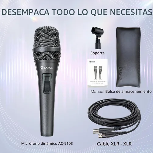 Vista 8 de CAROL AC-910S XLR Micrófono vocal con cable, cardioide dinámico