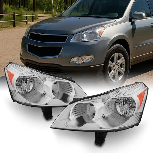 Vista 5 de AKKON - Compatible con Chevy Traverse 2009, 2010, 2011, 2012, faros delanteros de bisel negro, reemplazo directo