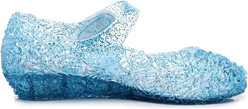 Vista 3 de Dongni Disfraces de princesa, zapatos planos de gelatina, sandalias de disfraces para fiestas de cumpleaños para niñas pequeñas, inspiradas