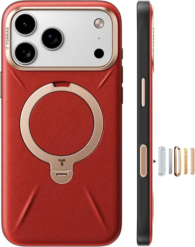 Vista 13 de TORRAS Q3 VegSkin - Funda de piel para iPhone 17 Pro Max, soporte magnético de 360 grados, compatible con MagSafe, control de cámara, a prueba