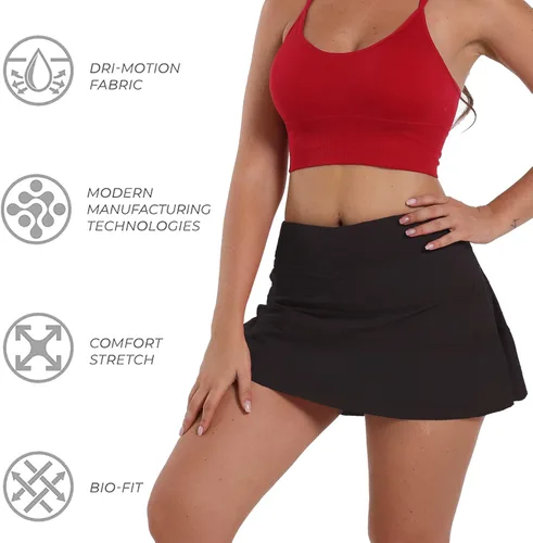 Vista 2 de Fitever Faldas de tenis plisadas para mujer con bolsillos pantalones cortos de cintura alta faldas de golf correr entrenamiento ropa deportiva