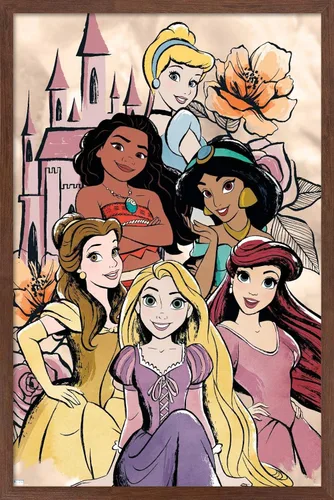 Vista 10 de Disney Ultimate Princess Celebration - Póster de pared de grupo castillo, 22.4 pulgadas de largo x 14.7 pulgadas de ancho, versión enmarcada