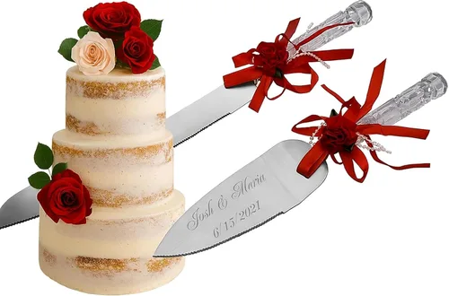 Vista 3 de Gifts Infinity - Juego de cuchillos y utensilios personalizables para pastel de boda