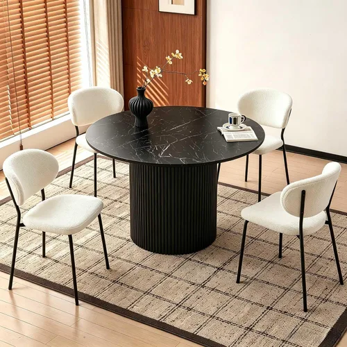 Vista 34 de Homedot Juego de 2 sillas de comedor tapizadas negras, modernas sillas de cocina de mediados de siglo tapizadas con cojín acolchado para comedor