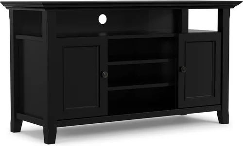 Vista 27 de SIMPLIHOME Amherst - Soporte de TV de transición de madera maciza de 72 pulgadas de ancho, estilo rústico marrón envejecido, para televisores