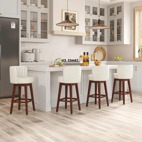 Vista 23 de COCO DESIGN - Juego de 2 taburetes de bar giratorios, 24" de altura del asiento, taburetes de bar de estilo moderno de mediados de siglo