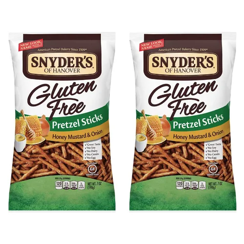Vista 2 de Snyder's of Hanover Palitos de pretzel sin gluten, miel mostaza y cebolla, 7 onzas