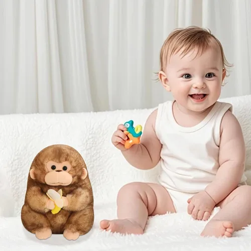 Vista 2 de Animal de peluche realista de mono marrón de 9 pulgadas