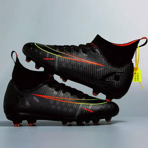 Vista 8 de Zapatos de fútbol para hombre, zapatos de fútbol de caña alta, con cordones, antideslizantes, para deportes al aire libre, atléticos, béisbol
