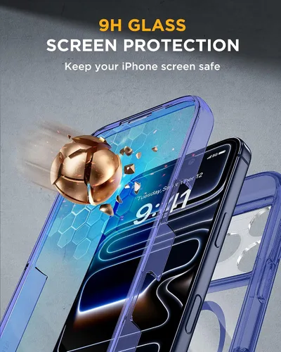 Vista 28 de Miracase Serie de vidrio para iPhone 11 de 6.1 pulgadas, funda protectora de cuerpo completo resistente mejorada con protector de pantalla de vidrio