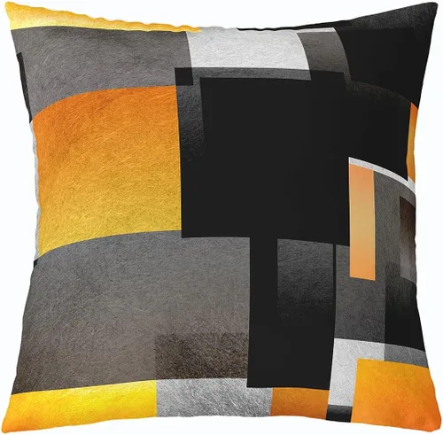 Vista 13 de Paquete de 4 fundas de almohada para exteriores, color rojo burdeos, juego de fundas de cojín geométricas cuadradas de color marrón y gris