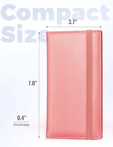 Vista 57 de Yarnic Funda para chequera personal, soporte para chequera con soporte para bolígrafo y divisor de plástico transparente integrado para cheques Rosa