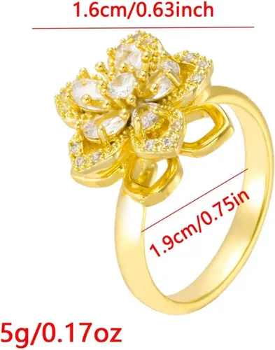 Vista 26 de Sunflower Ring Spinning Fidget Rings for Anxiety Open Adjustable Spinner Sun Ring Creative Relieving Stress Rotating Jewelry
