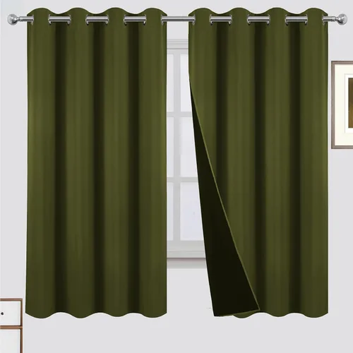 Vista 73 de LEMOMO Cortinas 100% opacas de 38 x 54 pulgadas, 2 paneles de oscurecimiento con aislamiento térmico para dormitorio