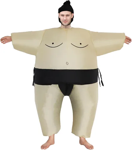 Vista 2 de SHDEJTG Trajes inflables de lucha de sumo para Halloween, trajes inflables de Sumo, fiesta de cosplay