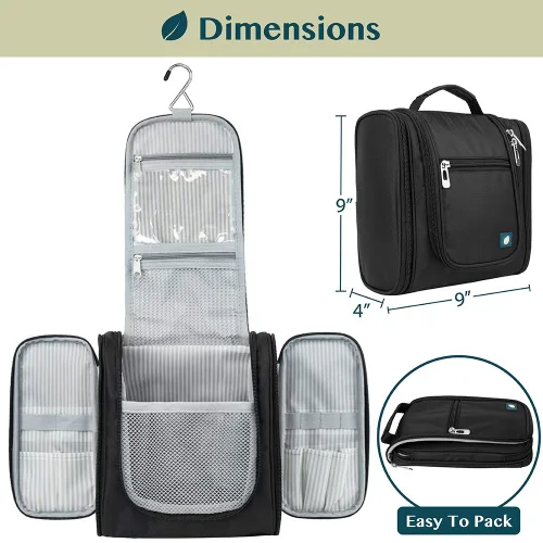 Vista 4 de PAVILIA - Bolsa de aseo para viaje para mujeres y hombres, organizador cosmético colgante, bolsa de maquillaje resistente al agua para accesorios