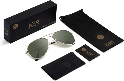 Vista 6 de JOOX Lentes de sol polarizados de aviador para mujeres y hombres, lentes de protección UV400 y marco piloto de metal ligero