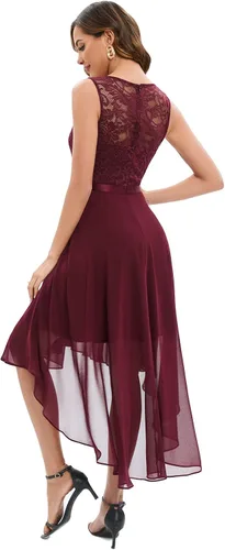 Vista 5 de Bridesmay Vestido de fiesta de cóctel con cuello en V y encaje floral para mujer, vestido formal de fiesta de graduación, boda, dama de honor