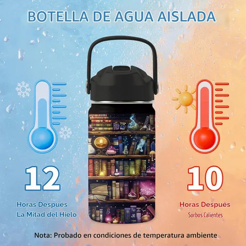 Vista 3 de Book Lovers Gifts- Botella de agua de 12 onzas con asa y popote, vaso de libro para amigos, regalos para mujeres, lectoras, bibliotecaria Estantería