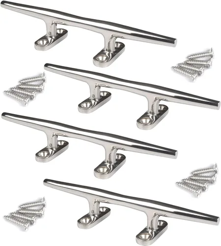 Vista 4 de Boat Cleats 4 inch/5 inch/6 inch/8 inch Marine Dock Cleats Stainless Steel Boat Rope Cleat with Fasteners for Marine, Deck, Nautical Décor plateado