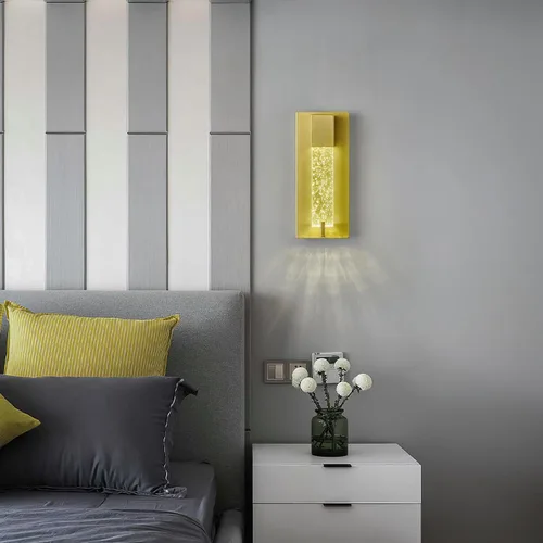 Vista 7 de Modernos apliques de pared de cristal LED, lámparas de pared dorados elegantes para sala de estar, dormitorio, baño, pasillo, puerta, escalera