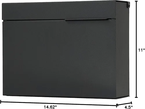 Vista 7 de Vsons Buzón de diseño moderno, buzón de pared Vsons Design Mitch B (aluminio negro con recubrimiento en polvo) (negro)