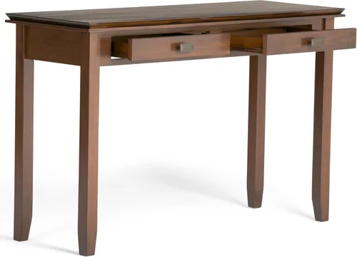 Vista 4 de SIMPLIHOME Mesa consola Artisan – Mesa de sofá de madera maciza de 46 pulgadas de ancho en marrón rojizo, mesa de almacenamiento de transición