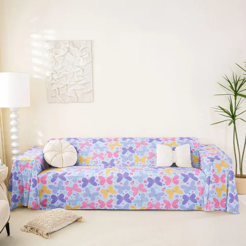 Vista 15 de Erosebridal Funda de sofá floral de 71 x 91 pulgadas, diseño de loto, antideslizante, acuarelas, diseño de hojas de flores azules, con pintura
