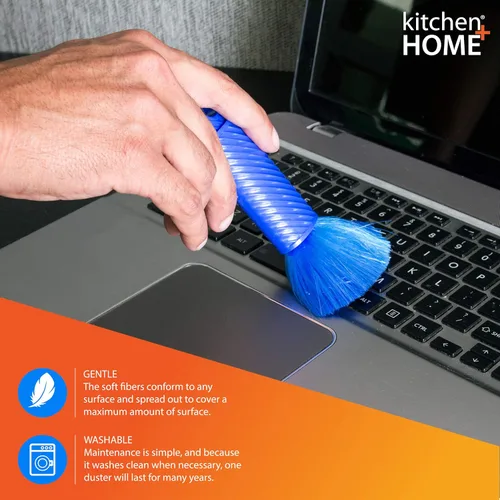 Vista 4 de Kitchen + Home - Plumero estático compacto – Plumero de viaje de 6.5 pulgadas con funda de transporte – El plumero electrostático atrae el polvo