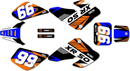 Vista 3 de Graphics Kit for Honda Honda XR50 (2000-2003) Turbo Series Blue 9 Mil - Easy Go - Dirt Pit Bike Motorcycle Stickers, Dirtbike Racing Automotive