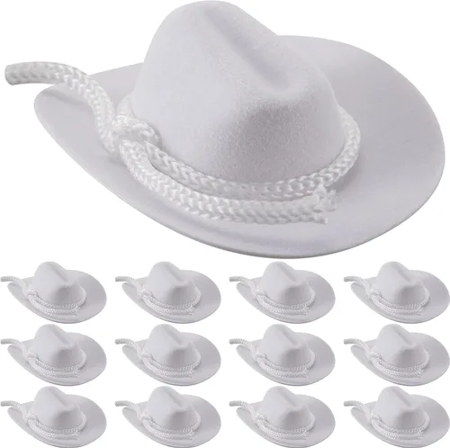 Vista 14 de 24 piezas Mini sombrero de vaquero para manualidades decoración de Negro