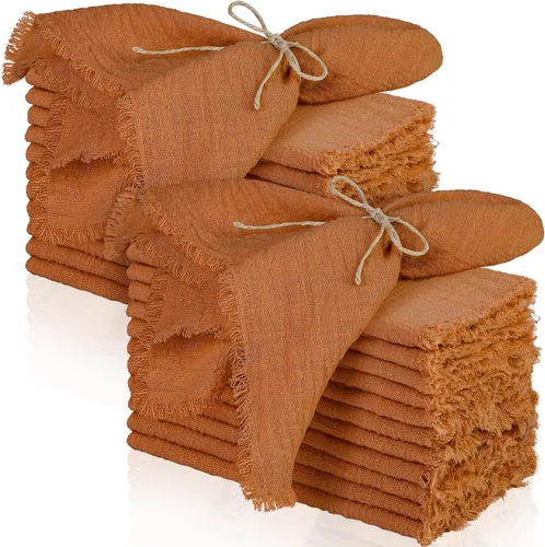Vista 17 de TURSTIN 12 Piezas de Servilleta de Lino de Algodón Servilleta de Tela Hecha a Mano con Flecos 17 x 17 Pulgadas Servilletas Suave para Cenas Bodas