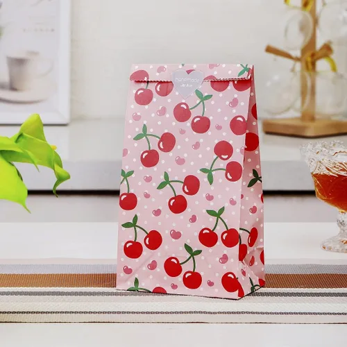 Vista 5 de ysmile Bolsa de regalo de fiesta, bolsa de papel para regalo, bolsa de regalo de cereza para niña, cumpleaños, celebración de niños, 24
