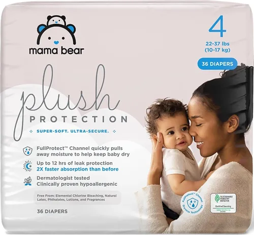 Vista 11 de Marca Amazon – Mama Bear - Pañales de protección de felpa, talla 1, suministro para un mes, pañales desechables para bebé, hipoalergénicos de alta