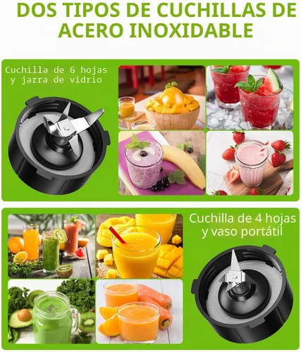 Vista 4 de GDOR Batidora de batido para cocina, licuadora de vidrio de 1200 W con combo de taza para llevar