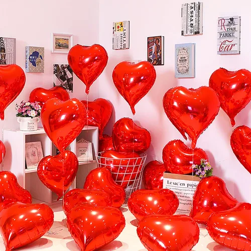 Vista 8 de 20 globos de corazón rosa y plateado de 18 pulgadas, globos de papel de aluminio de Mylar en forma de corazón, globos de aluminio metálico, globos