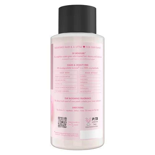 Vista 2 de Love Beauty and Planet Champú hidratante de colágeno vegano Murumuru Butter & Rose paquete de 4 para cabello teñido vibrante, 13.5 onzas