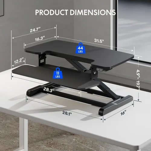Vista 2 de FLEXISPOT Convertidor eléctrico de escritorio de pie de 32 pulgadas, elevador de escritorio motorizado para sentarse a pie, monitor de escritorio