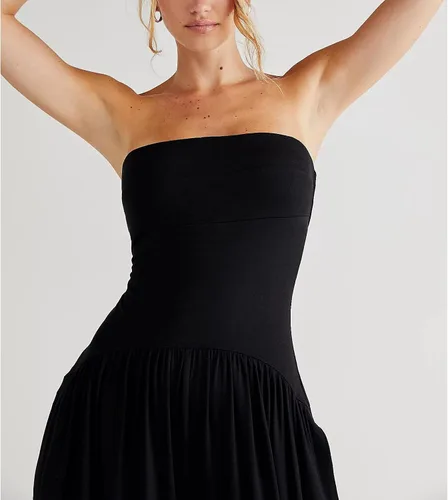 Vista 4 de Amiblvowa Mono sexy de tubo sin tirantes para mujer, pantalones holgados de cintura alta, hombros descubiertos, harén, ropa de calle