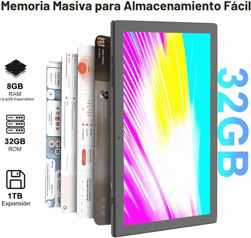 Vista 5 de Tablet Tablet Android 15 de 10 pulgadas con teclado Stylus 8GB RAM 2 en 1 Tablets incluye mouse y funda protectora, batería de larga duración