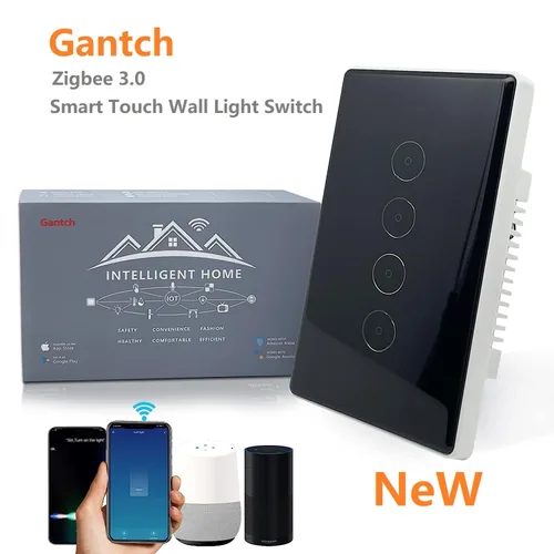 Vista 6 de Smart-Life - Interruptor de luz táctil inteligente de pared, panel de vidrio, control remoto inalámbrico por aplicación Smart-Life en cualquier