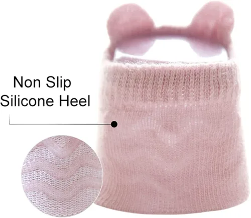 Vista 4 de BEHELE Calcetines antideslizantes para bebés recién nacidos calcetines antideslizantes con agarres antideslizantes unisex para niñas y niños