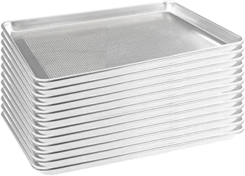 Vista 8 de HARDURA - Bandeja de aluminio para hornear de 18 pulgadas de largo x 13 pulgadas de ancho x 1 pulgadas de alto, 12 paquetes, para horno en panadería