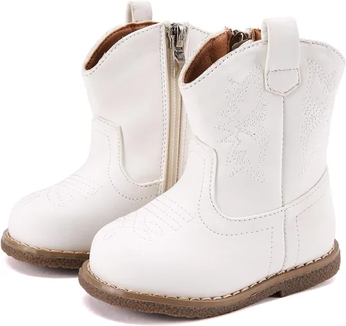 Vista 15 de BMCiTYBM Botas de bebé vaqueras para niño y niña, botas vaqueras occidentales para bebé, botas de vaquero para bebé con punta redonda, botas